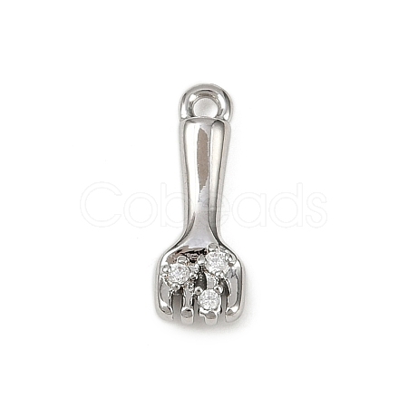 Brass Pave Clear Cubic Zirconia Pendants KK-L238-10P-1