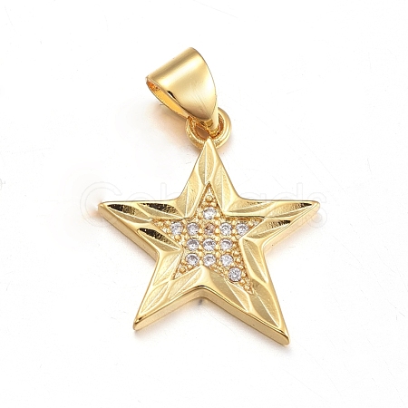 Brass Micro Pave Clear Cubic Zirconia Pendants ZIRC-L085-85G-1