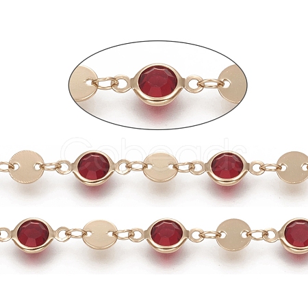 Handmade Flat Round Glass Beaded Chains CHC-G008-04LG-02-1