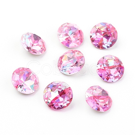 Pointed Back & Back Plated K9 Glass Rhinestone Cabochons X-RGLA-J012-10mm-209LS-1