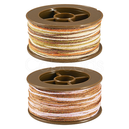 2 Rolls 2 Colors Segment Dyed Round Polyester Twisted Cords OCOR-TA0003-59C-1