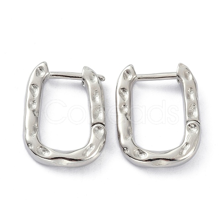 Textured Rectangle Brass Hoop Earrings EJEW-B007-02P-1