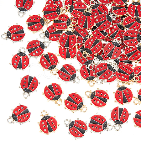 60Pcs 2 Colors Alloy Enamel Pendants ENAM-HY0001-27-1