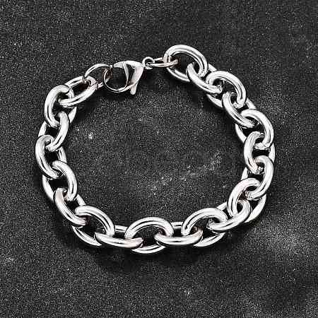 304 Stainless Steel Cable Chain Bracelets for Women BJEW-Q050-01C-P-1