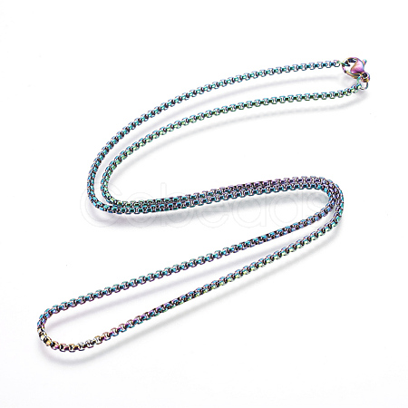 Ion Plating(IP) 304 Stainless Steel Box Chain Necklaces NJEW-P251-02B-1
