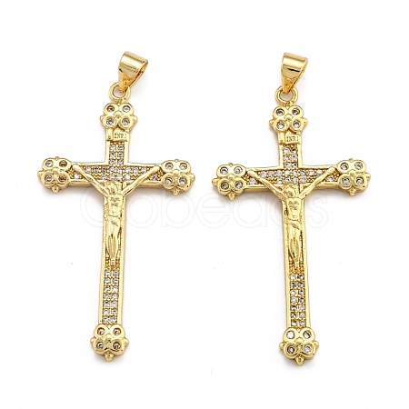 Brass Micro Pave Clear Cubic Zirconia Pendants ZIRC-J025-43G-1