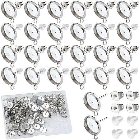202 Stainless Steel Stud Earring Settings STAS-SP0001-91C-1