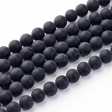 Grade A Natural Black Agate Beads Strands G447-3-1