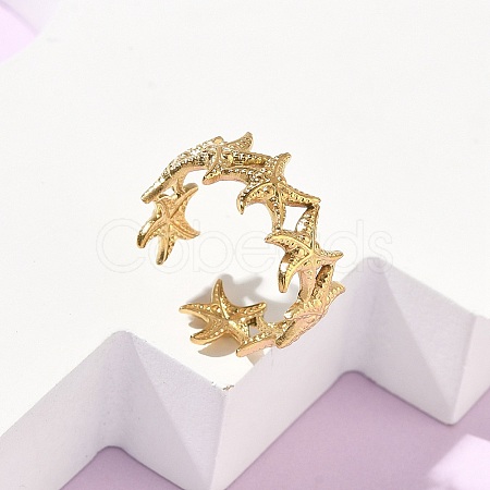 Adjustable 304 Stainless Steel Cuff Open Rings for Women RJEW-Z122-03G-02-1