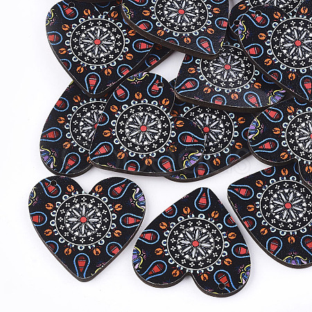 Printed Basswood Pendants WOOD-S045-011C-1