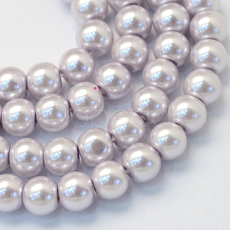 Baking Paint Pearlized Glass Pearl Round Bead Strands HY-Q003-6mm-25-1