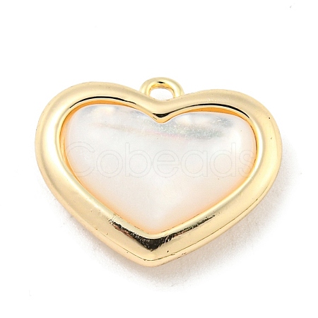 Brass Pave Shell Heart Charms KK-L211-016G-1