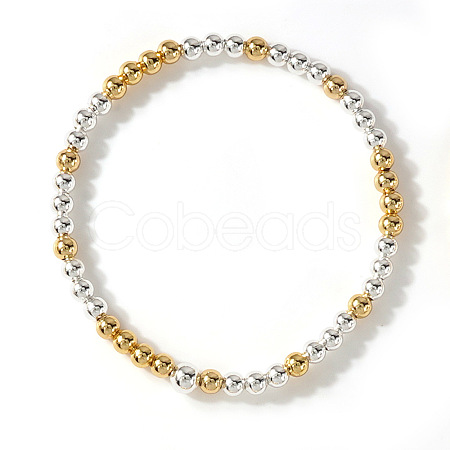 Brass Round Beads Stretch Bracelets for Women HH7054-5-1