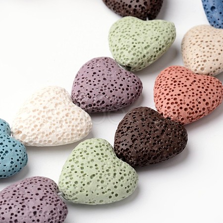 Dyed Natural Lava Rock Bead Strands G-L435-08-1