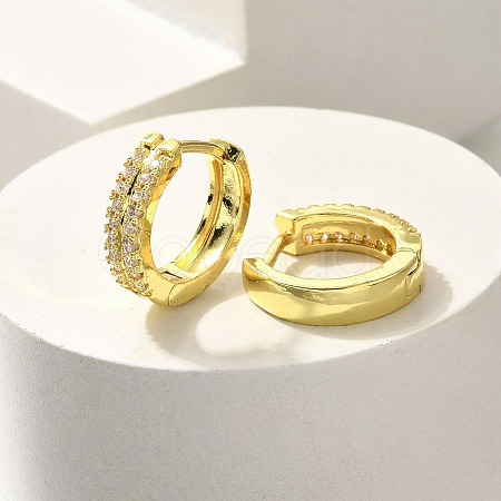 Brass Clear Cubic Zirconia Hoop Earrings EJEW-M047-20G-1
