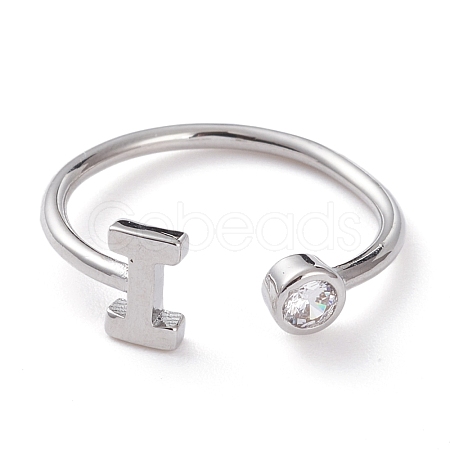 Brass Micro Pave Clear Cubic Zirconia Cuff Rings RJEW-Z005-I-P-1