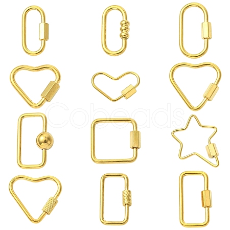 12Pcs 12 Styles 304 Stainless Steel Keychain Clasps Ion Plating(IP) STAS-CJ0003-29-1