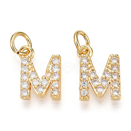Brass Micro Pave Clear Cubic Zirconia Charms KK-ZX025-07M-1