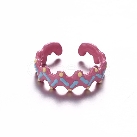Brass Enamel Cuff Open Rings for Girls WG753F1-05-1