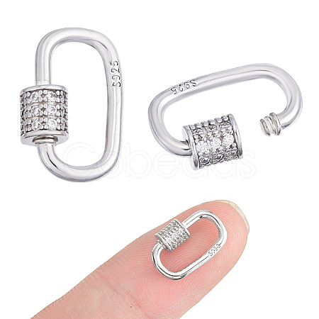 2Pcs 925 Sterling Silver Rhinestone Screw Clasps STER-NB0001-37-1