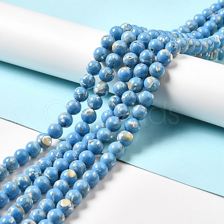 Synthetic Turquoise and Sea Shell Assembled Beads Strands G-D482-01A-04-1