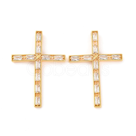 Brass Micro Pave Clear Cubic Zirconia Pendants KK-U017-09A-G-1