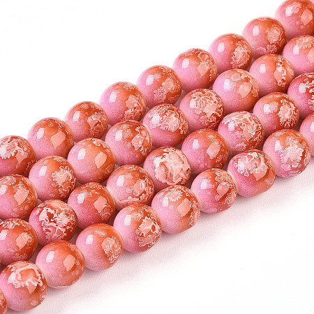 Baking Paint Glass Beads Strands X-DGLA-N008-8mm-01-1