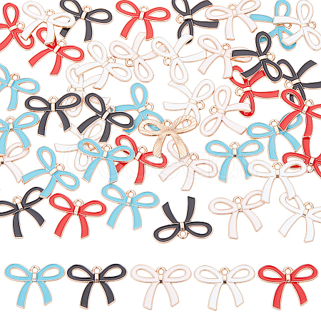 50Pcs 5 Colors Alloy Enamel Pendants ENAM-SC0006-46-1