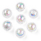 Transparent Crackle Acrylic Beads, AB Color Plated, Round, Creamy White, 10x9mm, Hole: 2mm, about 992pcs/500g.