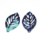 Cellulose Acetate(Resin) Pendants, Leaf, Slate Blue, 38.5x22x2.5mm, Hole: 1.5mm