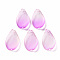 Transparent Spray Painted Glass Pendants, with Glitter Powder, Petaline, Magenta, 16x9.5x2mm, Hole: 1mm