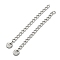 Tarnish Resistant 304 & 201 Stainless Steel Curb Chain Extender, End Chains, with Flat Round Chain Tabs, Stainless Steel Color, 57mm