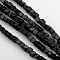 Cube Natural Black Stone Beads Strands, 4x4x4mm, Hole: 1mm, about 85~100pcs/strand, 15.3 inch~15.8 inch