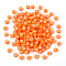 Opaque Acrylic Beads, Flat Round with White Heart & Flower & Moon & Star, Orange, 7x4mm, Hole: 1.6mm, 200pcs/set