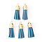 Faux Suede Tassel Pendant Decorations, with CCB Plastic Cord Ends, Light Gold, Steel Blue, 33~35x10mm, Hole: 2.5mm