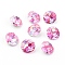 Pointed Back & Back Plated K9 Glass Rhinestone Cabochons, Grade A, Two Tone, Shiny Laser Style, Faceted, Flat Round, Rose, 10x5mm