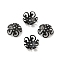 304 Stainless Steel Bead Caps, Flower, 5-Petal, Electrophoresis Black, 10x10.5x4mm, Hole: 0.6mm