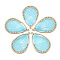 Alloy Pendants, with Polyester Thread, teardrop, Golden, Dark Turquoise, 46~47x31x2mm, Hole: 2mm