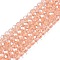 Electroplate Glass Beads Strands, Pearl Luster Plated, Faceted, Rondelle, Dark Salmon, 3.5~3.8x3mm, Hole: 0.4mm, about 113~115pcs/strand, 32.5~33cm