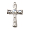 304 Stainless Steel Pendants, with Rhinestone, Stainless Steel Color, Cross, Crystal AB, 37.5x23.5x4.5mm, Hole: 2mm