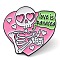 Valentine's Day Black Zinc Alloy Brooches, Skull Pink Enamel Pins for Women, Heart, 27.5x30x1.5mm