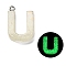 Luminous Resin Pendants, Glow in the Dark, with Platinum Plated Loop, Letter, Letter U, 23.5x16.5x5mm, Hole: 1.8mm