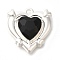 Rack Plating Alloy Pendants, with Rhinestone, Heart, Black, 20.5x19.5x6mm, Hole: 1.5mm