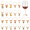 24Pcs 12 Style Alloy Enamel with Rhinestone Pendant & Brass Ring Wine Glass Charms, with Alloy & Acrylic Beads, Bee/Honey Pot/Flower, Mixed Color, 44~60mm, 2pcs/style