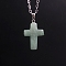 Natural Green Aventurine Pendants, with Platinum Tone Brass Findings, Cross, 25x18mm