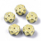 Handmade Porcelain Beads, Famille Rose Style, Flower, Yellow, 19~20x13~14mm, Hole: 1.8mm