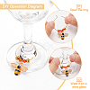 24Pcs 12 Style Alloy Enamel with Rhinestone Pendant & Brass Ring Wine Glass Charms AJEW-AB00054-3