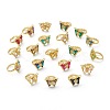 Adjustable Brass Micro Pave Clear Cubic Zirconia Finger Rings ZIRC-I050-13G-1