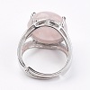 Adjustable Natural Rose Quartz Finger Rings RJEW-F075-01O-3