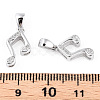 Rhodium Plated 925 Sterling Silver Micro Pave Clear Cubic Zirconia Musical Note Charms wit S925 Stamp STER-T007-30P-3